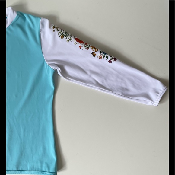 Stella Cove Girls’ Long-sleeve Light Blue Rashguard with Floral Sleeve - Picture 5 of 7